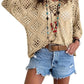 ⏰ Último día de oferta 50% de descuento 🔥 Hot Sale - Top de mujer estilo bohemio con detalles de encaje en beige y cuello en V