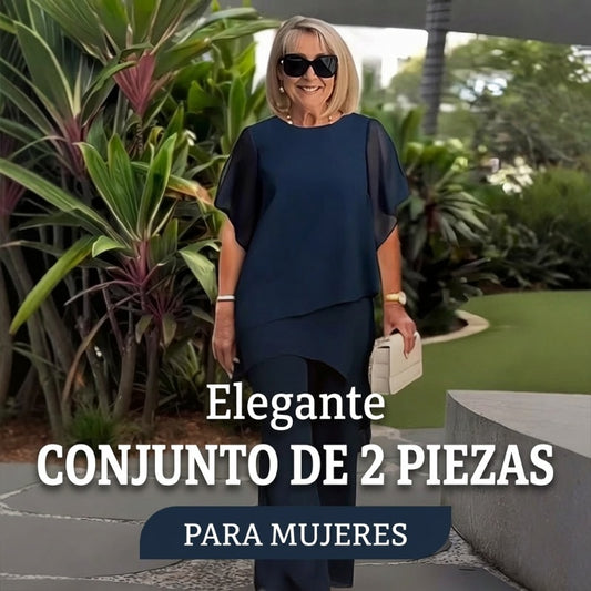💝 Conjunto de dos piezas de gasa para mujer, talla grande, estilo modern