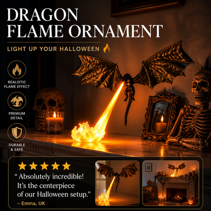🐉🔥 Decoración de llama de dragón – Efecto de fuego realista, fabricada en PLA con acabado seda – ¡Imprescindible para decorar este Halloween! Compra 2 o más y obtén descuento 🎃🌙✨
