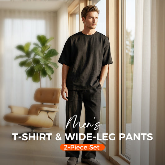 🎁 Novedades 2026 50% DE DESCUENTO 💥 Conjunto de 2 piezas para hombre camiseta y pantalón de pierna ancha