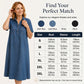 👗 50% OFF NOW! 👖 Casual Pocket Denim Midi Shirt Dress – Soft denim & relaxed fit – Functional pockets, perfect for everyday casual – comfortable and versatile ✨🌸