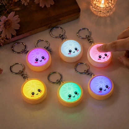 🔥 ¡ÚLTIMO DÍA! 49 % DE DESCUENTO 🔥 Llavero Antiestrés de Dumpling Adorable y Apretable con Luz Táctil