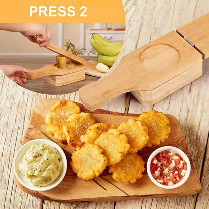 🍌 Prensa de madera 2 en 1 para tostones y plátanos