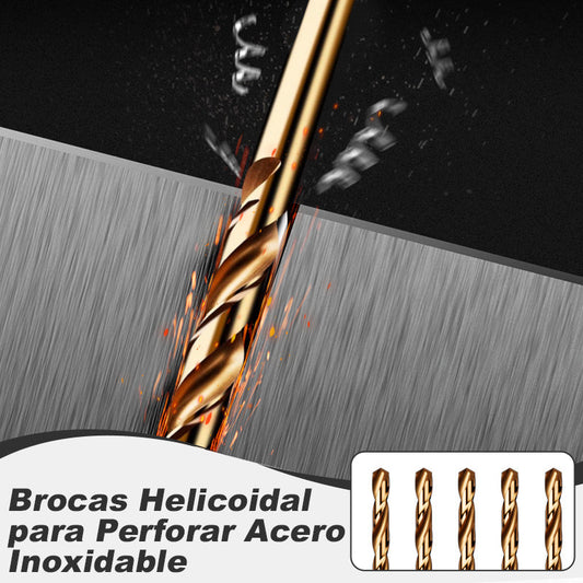 🔩 ¡50% DE DESCUENTO AHORA! ✨ Brocas helicoidales para acero inoxidable – Recubrimiento de titanio y punta dividida para una perforación precisa en metal y madera 🛠️⚡