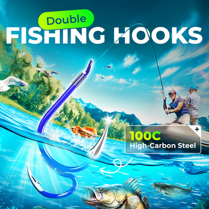 🎣 Anzuelos dobles clásicos y afilados para pesca — Acero de alto carbono con punta de aguja