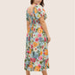 ⏰🌈¡Gran oferta de verano 70% DE DESCUENTO! 💃 Vestido midi floral con escote cuadrado fruncido y bolsillos
