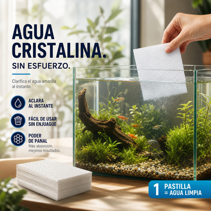 🐠 ¡COMPRA 1 Y LLÉVATE 1 GRATIS! ✨ Láminas Clarificadoras para Acuarios – Agua cristalina en 24 horas, eliminan olores e impurezas, seguras para todo tipo de peces y plantas. 🌿🔮