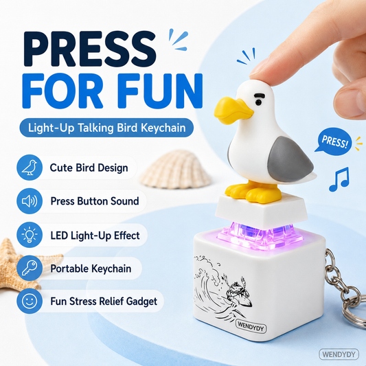 Llavero Electrónico Luminoso Activado por Voz Mine Little Bird: Creativo Llavero con Forma de Pato que Suena al Apretarlo