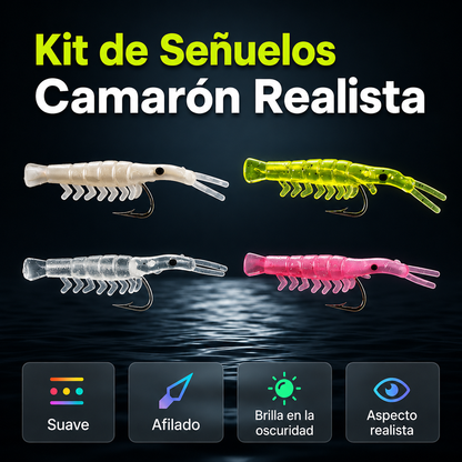 Set de 50 Señuelos para Camarón de Aspecto Realista con Anzuelos
