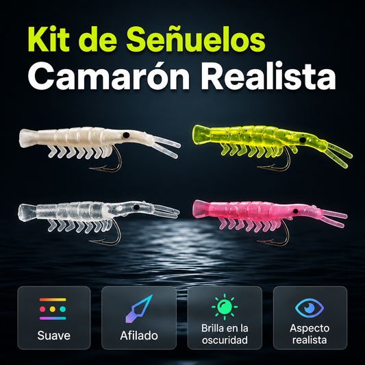 Set de 50 Señuelos para Camarón de Aspecto Realista con Anzuelos