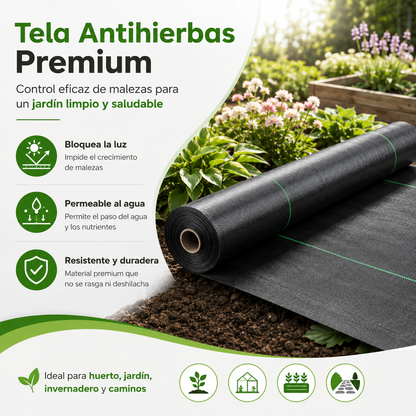 🌿 ¡50% DE DESCUENTO AHORA! ⛏️ Malla antihierbas para jardín – Bloquea la luz solar, transpirable y resistente – Ideal para parterres y senderos – Reduce el esfuerzo de deshierbe 🌱✨