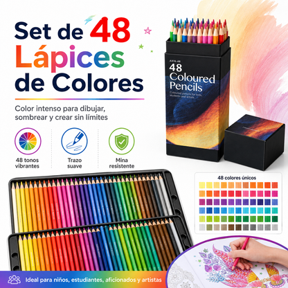 🎨 Set de 48 lápices de colores a base de aceite para dibujo y pintura