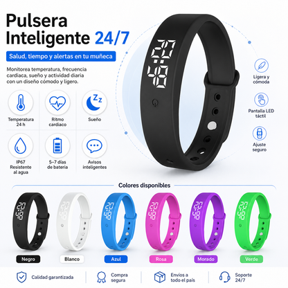 ⌚ ¡50 % DE DESCUENTO! 🏋️ Pulsera Inteligente SmartSense – Monitor de Actividad, Frecuencia Cardíaca y Contador de Pasos – Ideal para el Ejercicio y el Bienestar Diario 💪