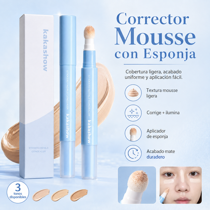 💄✨ ¡50% DE DESCUENTO! Lápiz corrector hidratante en crema – Aplicador de esponja, acabado mate, iluminador ✨
