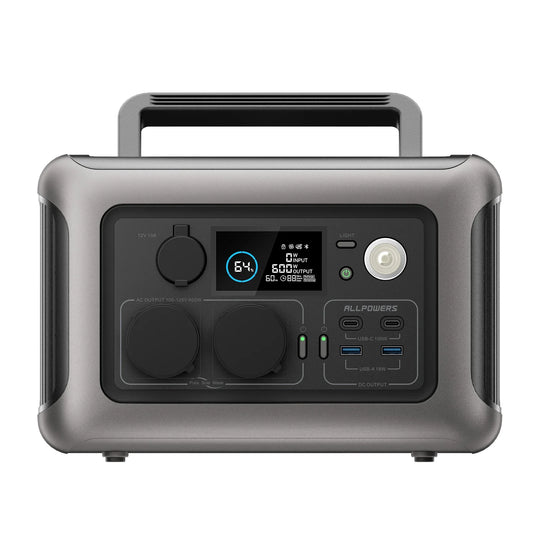 Central eléctrica portátil R600, 600 W, 299 Wh, batería LiFePO4, fuente de energía móvil adecuada para jardín, viajes, camping y autocaravana, dispositivo de suministro de energía de emergencia