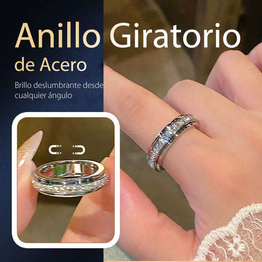 🎄Oferta especial de Navidad🎄Anillo giratorio de titanio y acero con circonit
