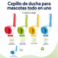 Cepillo de baño para mascotas con mango largo y dispensador de champú