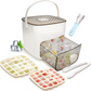 🔥Oferta de verano 50 % de descuento🧊 Fabricador de hielo portátil con tapa y caja de almacenamiento (48 cubos)