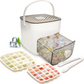 🔥Oferta de verano 50 % de descuento🧊 Fabricador de hielo portátil con tapa y caja de almacenamiento (48 cubos)