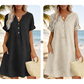 👗 Vestido Túnica Casual para Mujer con Escote en V y Bolsillos