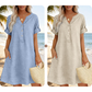 👗 Vestido Túnica Casual para Mujer con Escote en V y Bolsillos