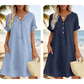 👗 Vestido Túnica Casual para Mujer con Escote en V y Bolsillos