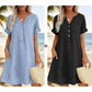 👗 Vestido Túnica Casual para Mujer con Escote en V y Bolsillos