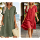 👗 Vestido Túnica Casual para Mujer con Escote en V y Bolsillos