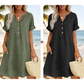 👗 Vestido Túnica Casual para Mujer con Escote en V y Bolsillos