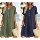 👗 Vestido Túnica Casual para Mujer con Escote en V y Bolsillos