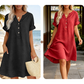 👗 Vestido Túnica Casual para Mujer con Escote en V y Bolsillos