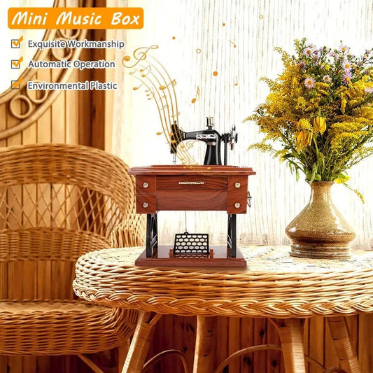 🔥 Oferta por tiempo limitado 50% de descuento - Caja de música de máquina de coser mini de mader