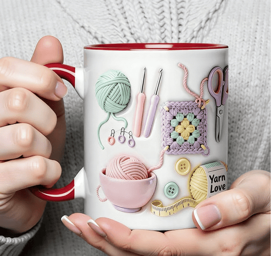 🔥¡ÚLTIMO DÍA DE OFERTA 0% DE DESCUENTO!🏆Venta flash⚡ ¡Más de 50K vendidos! ¡Casi agotado!💥Taza Yarn Love, regalo para artesanos y almas creativas