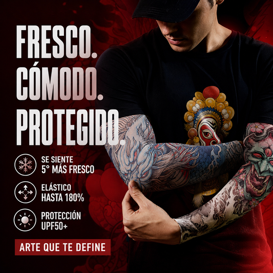 Manga refrigerante para tatuajes, transpirable y con protección solar