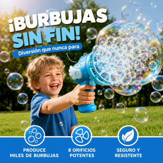 Pistola Eléctrica de Burbujas Gatling para Niños