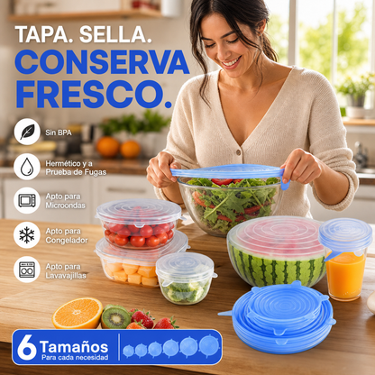 🎁🔥¡Último día de oferta! 50% DE DESCUENTO🔥 Tapas de Silicona Adpartner para Almacenamiento de Alimentos (Pack de 6)