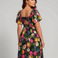 ⏰🌈¡Gran oferta de verano 70% DE DESCUENTO! 💃 Vestido midi floral con escote cuadrado fruncido y bolsillos