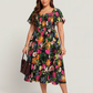 ⏰🌈¡Gran oferta de verano 70% DE DESCUENTO! 💃 Vestido midi floral con escote cuadrado fruncido y bolsillos