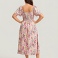 ⏰🌈¡Gran oferta de verano 70% DE DESCUENTO! 💃 Vestido midi floral con escote cuadrado fruncido y bolsillos