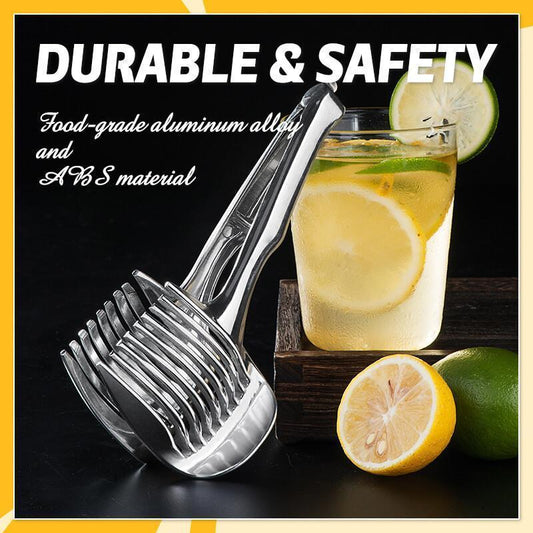 🍋¡50% DE DESCUENTO AHORA! Herramienta creativa de cocina para cortar en rodajas, cortador manual de aleación de aluminio de grado alimenticio, soporte para corte rápido de limón, tomate, cebolla, frutas y verduras blandas