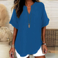 🌸 Venta de primavera 50 % de descuento 👕 Blusa de moda de color sólido con mangas corta