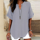 🌸 Venta de primavera 50 % de descuento 👕 Blusa de moda de color sólido con mangas corta
