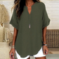 🌸 Venta de primavera 50 % de descuento 👕 Blusa de moda de color sólido con mangas corta