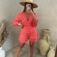 🔥ÚLTIMO DÍA 50% DE DESCUENTO - Traje casual corto de encaje con cuello en V dos piezas