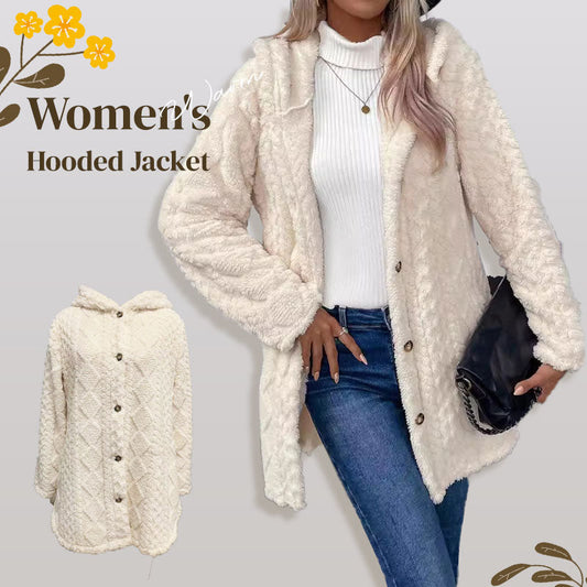 🍂 ¡Mantén el calor y el estilo! Cárdigan cálido con capucha y diseño jacquard para mujer 🧥✨ ¡Perfecto para otoño e invierno!