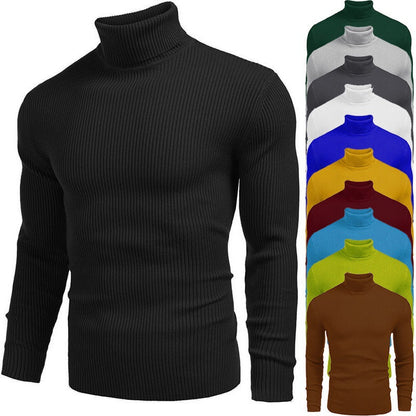 Sweater slim de cuello alto de punto para hombre de invierno