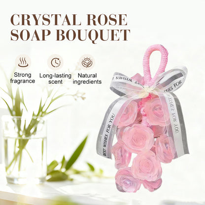 Ramo de jabones perfumados con aroma a rosa de cristal hechos a mano