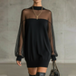 Mini vestido transparente con cuello alto de mall
