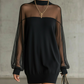 Mini vestido transparente con cuello alto de mall