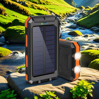 ⚡Batería externa solar portátil, cargador solar con dos linternas LED, batería externa para viajes y acampadas